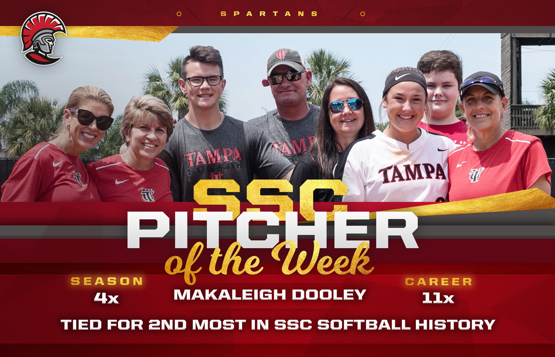 Dooley Named SSC Pitcher of the Week, Tied for Second-Most in History