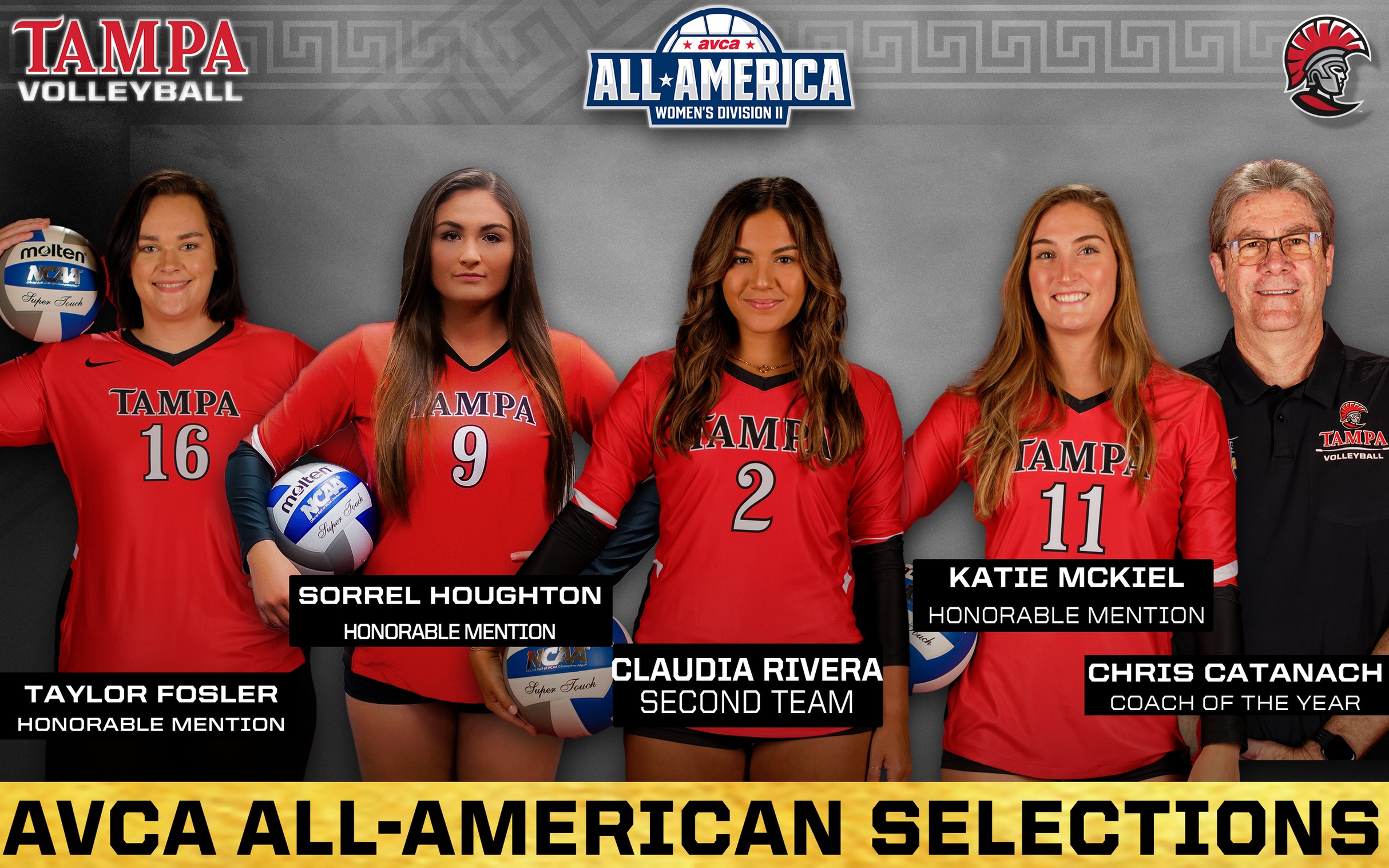 Tampa Volleyball Has Four AVCA All-American Selections and National Coach of the Year