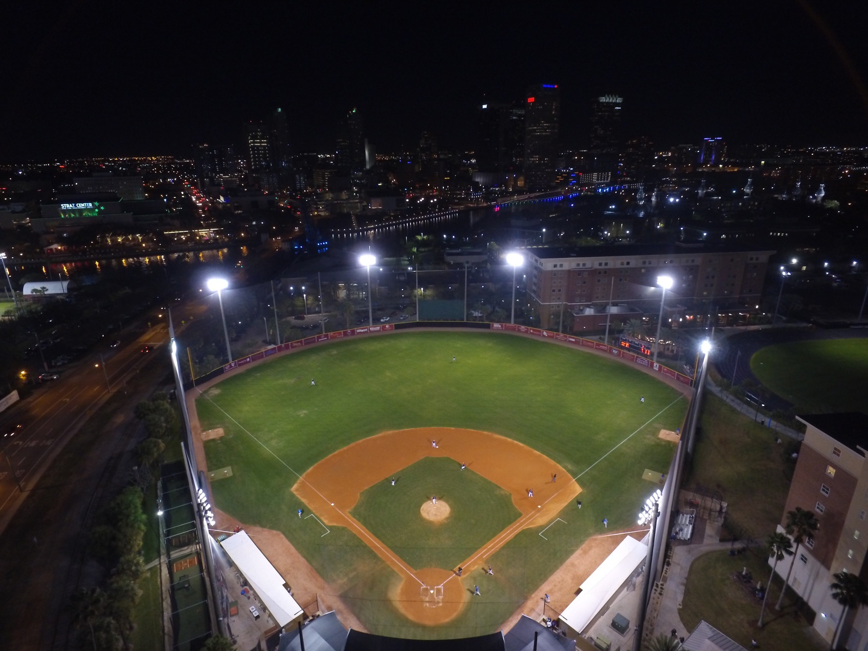 baseball field night overhead