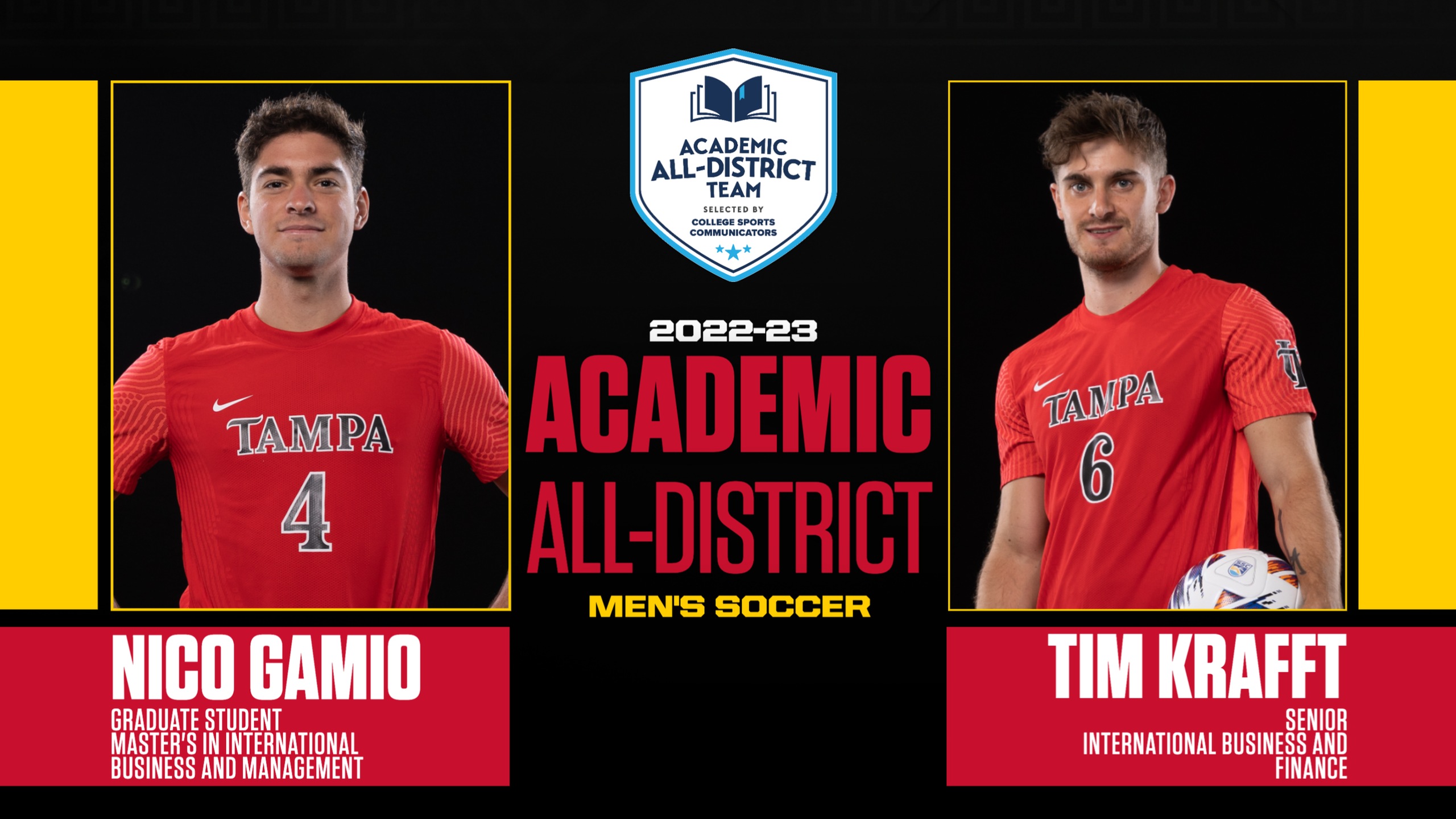 Nico Gamio, Tim Krafft Recognized as Academic All-District Performers